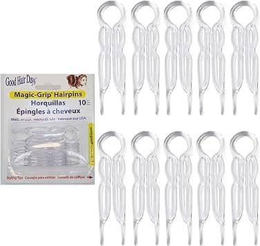 Good Hair Days Hair Pins Plastic Ushaped Magic Grip Hairpins Strong Durable Pins For Fine Thick Long Hair Hair Styling Accessories Set of 10 Crystal
