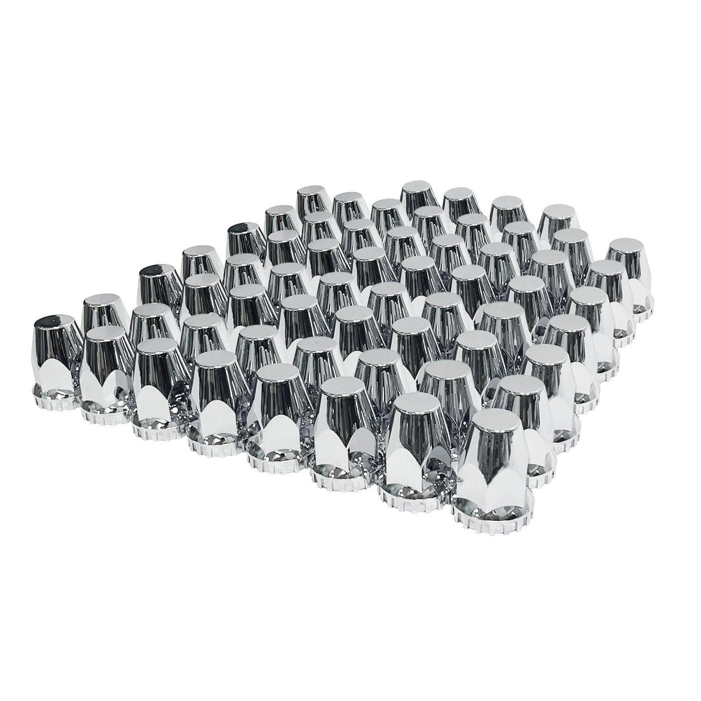 Grandroad auto 60 Pack Flat Top Lug Nut Covers 33mm by 234 Thread On Chrome Nut Cover Caps ABS Plastic AntiRust Screwon Lug Nut Covers for Semi Trucks