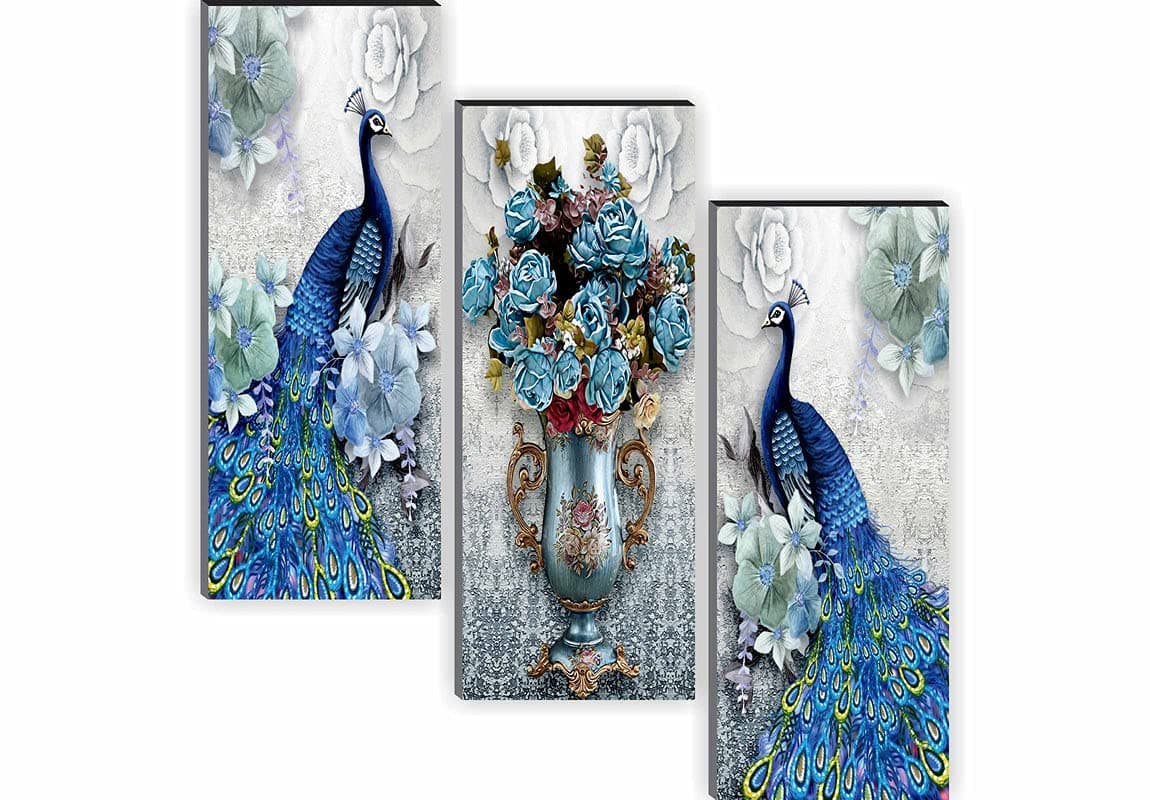 SAF paintings 6MM Peacock Design UV Coated Multi-Effect Panel Painting 15 inch X 18 inch SANFJ91