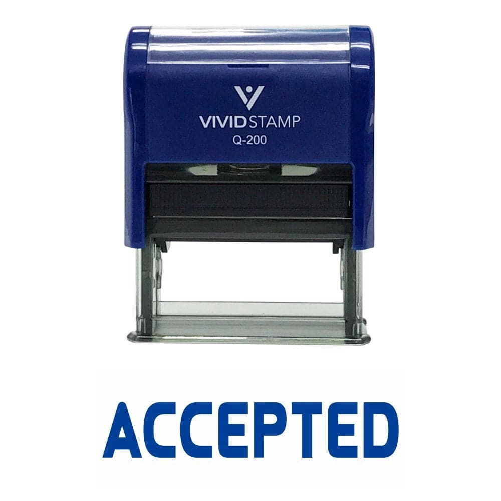 Accepted Self Inking Rubber Stamp Blue Ink Medium