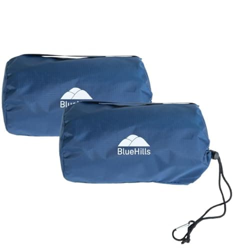 BlueHills Ultra Compact Travel Blanket 2 Pack Large Soft Cozy Portable Blanket Sheet with Carry Case and for Flight Airplane Car Layover Camping Hotel Blue C2032PKNavy