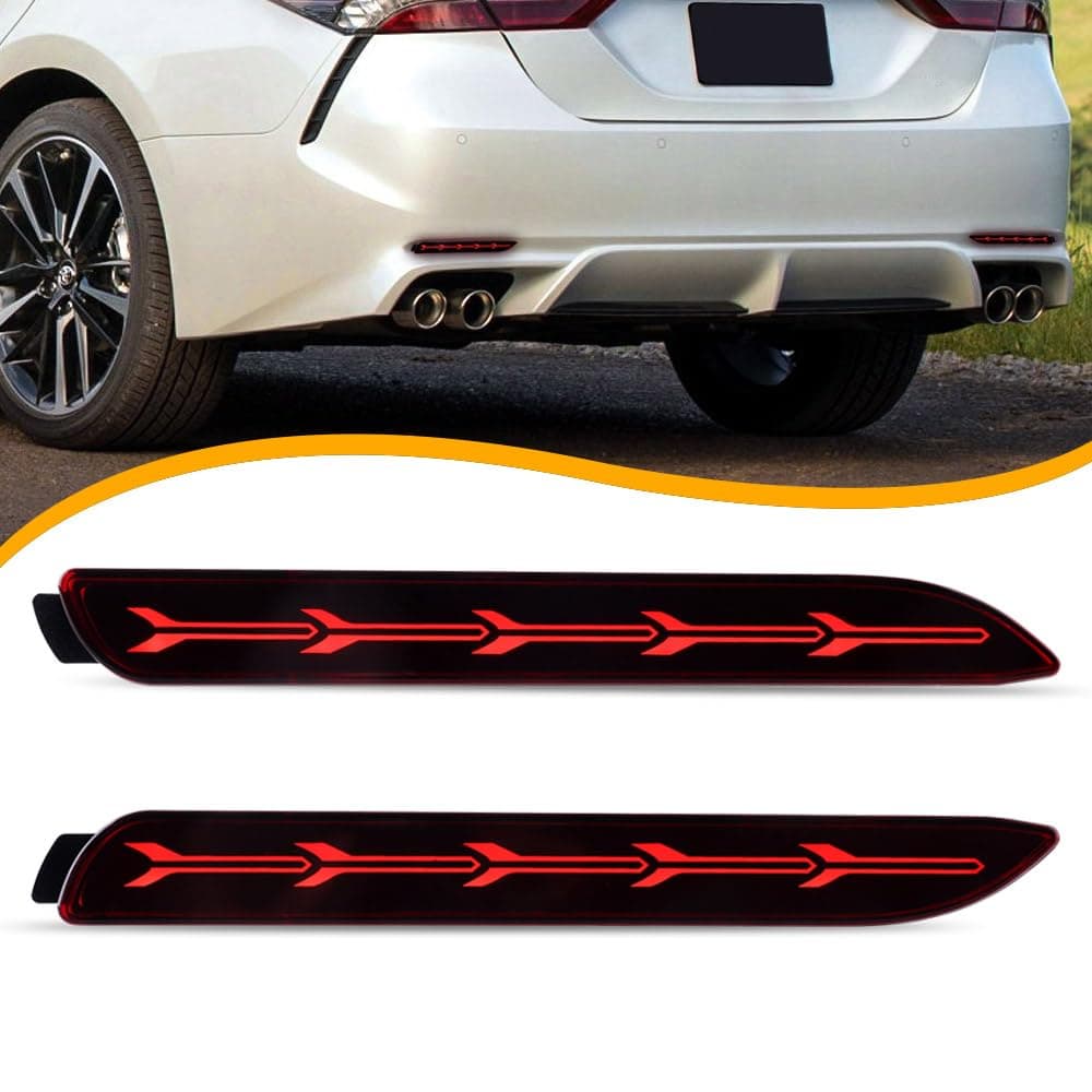 Nrgedzam Rear Bumper Reflector Lights LED Brake Tail Lamps Turn Signal Light Red Lens For 0614 Toyota Camry0910 Matrix Lexus 1316 Avalon 0309 Lexus GX470 2PCS