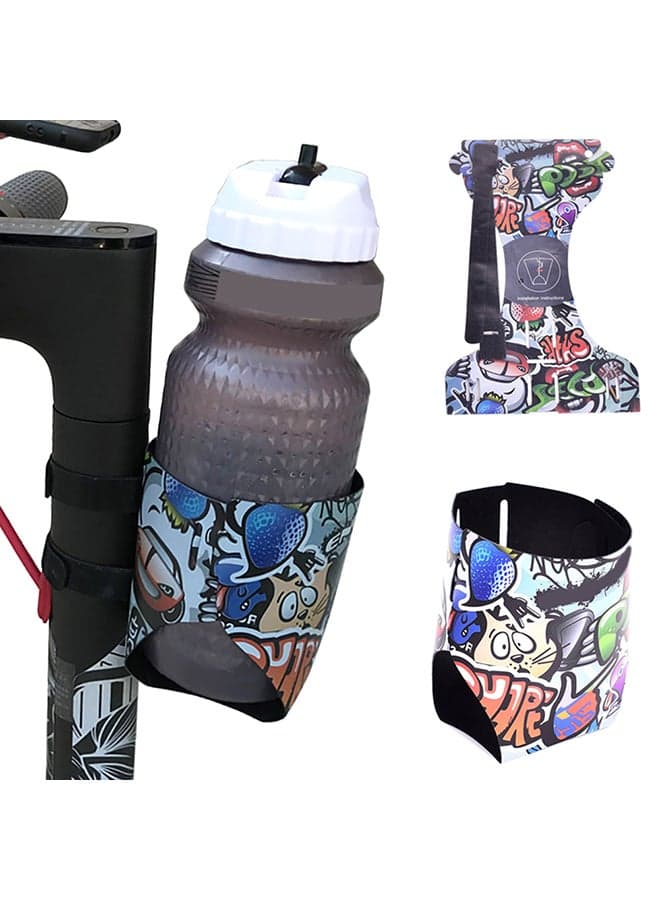 Cartoon Printed Electric Scooter MTB Road Bicycle Water Cup Bottle Holder Bag 24.1x15.65x0.2cm