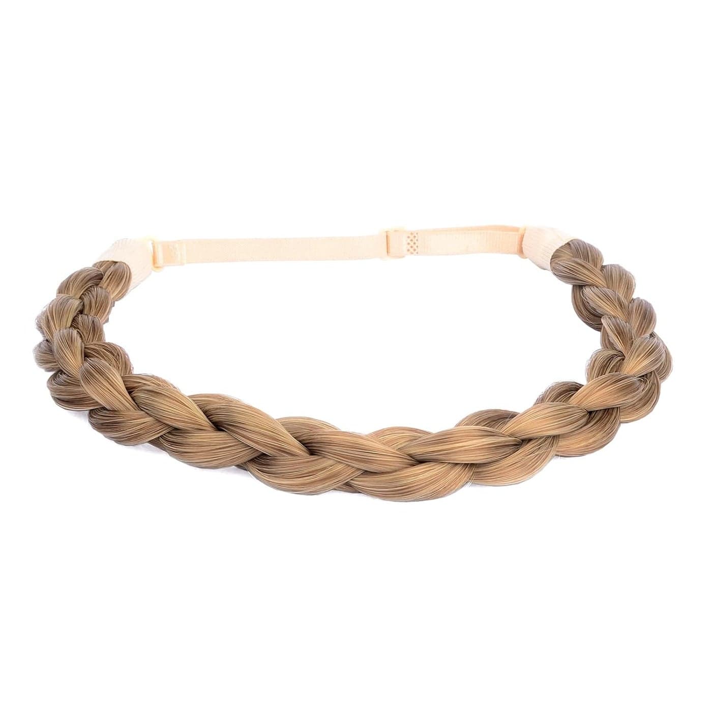 Chubby Narrow Synthetic Hair Braided Headband Classic Chunky Plaited Braids Elastic Stretch Hairpiece Women Girl Caramel Brown
