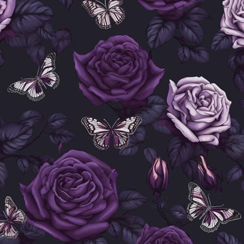 BOKEBEVE Extra Long Dark Purple Butterfly Wallpaper Peel and Stick Floral Contact Paper for Kitchen Backsplash Bathroom Shelf Liner Removable Renter Friendly 17.5 x 393.5In