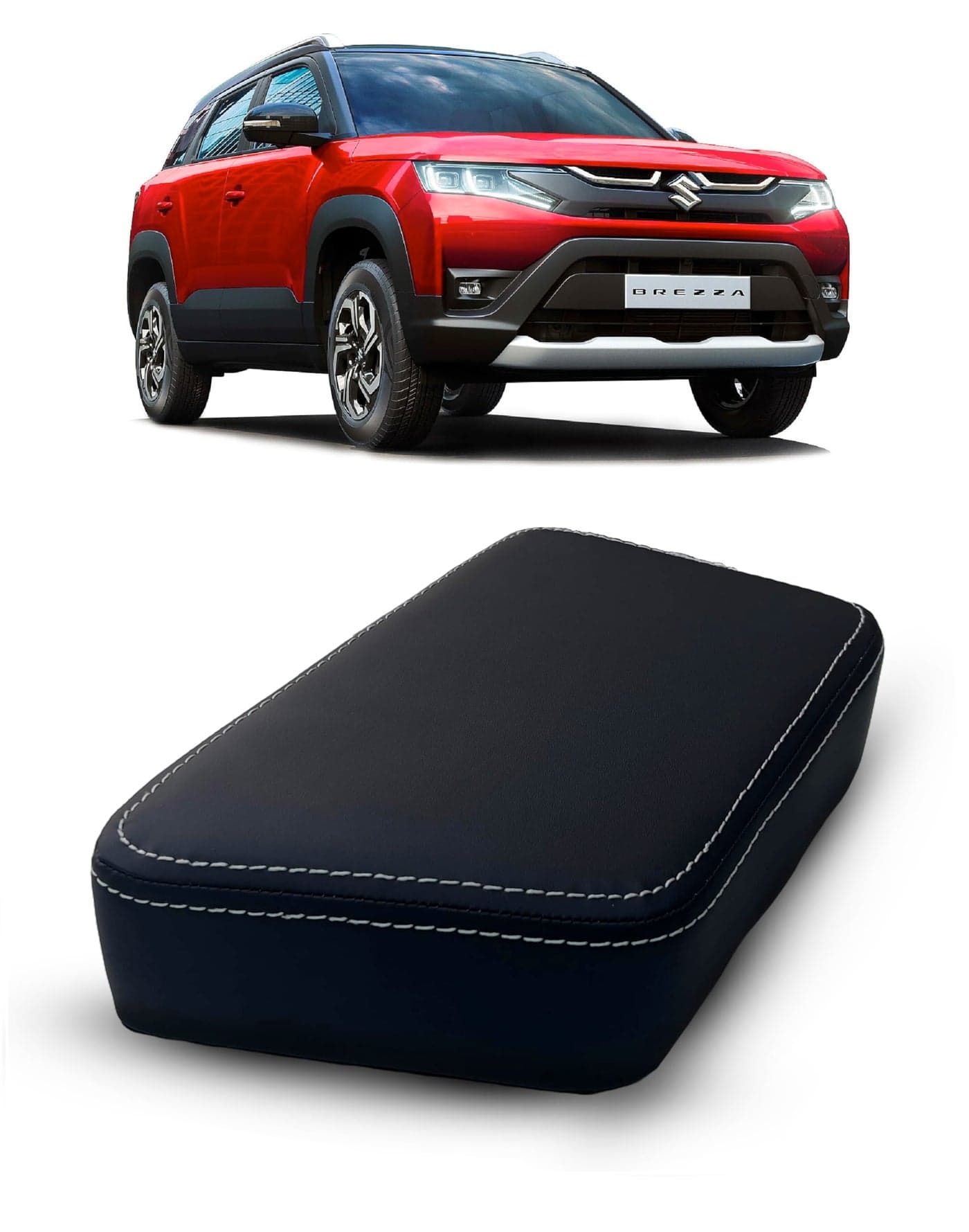 Carigiri Armrest For New Maruti Suzuki Vitara Brezza (LXI,VXI,ZXI,LDI,VDI,ZDI) (Double Stitching,Nappa Leatherette)(All Models & Variants)