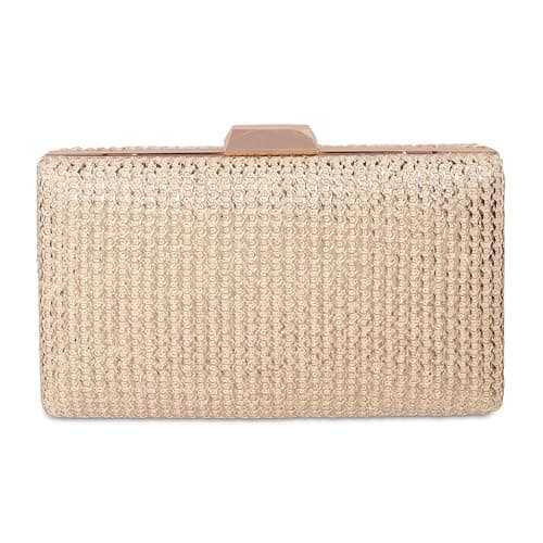 Mochi Women's Gold Fashionable Faux Leather Clutch (38-114)