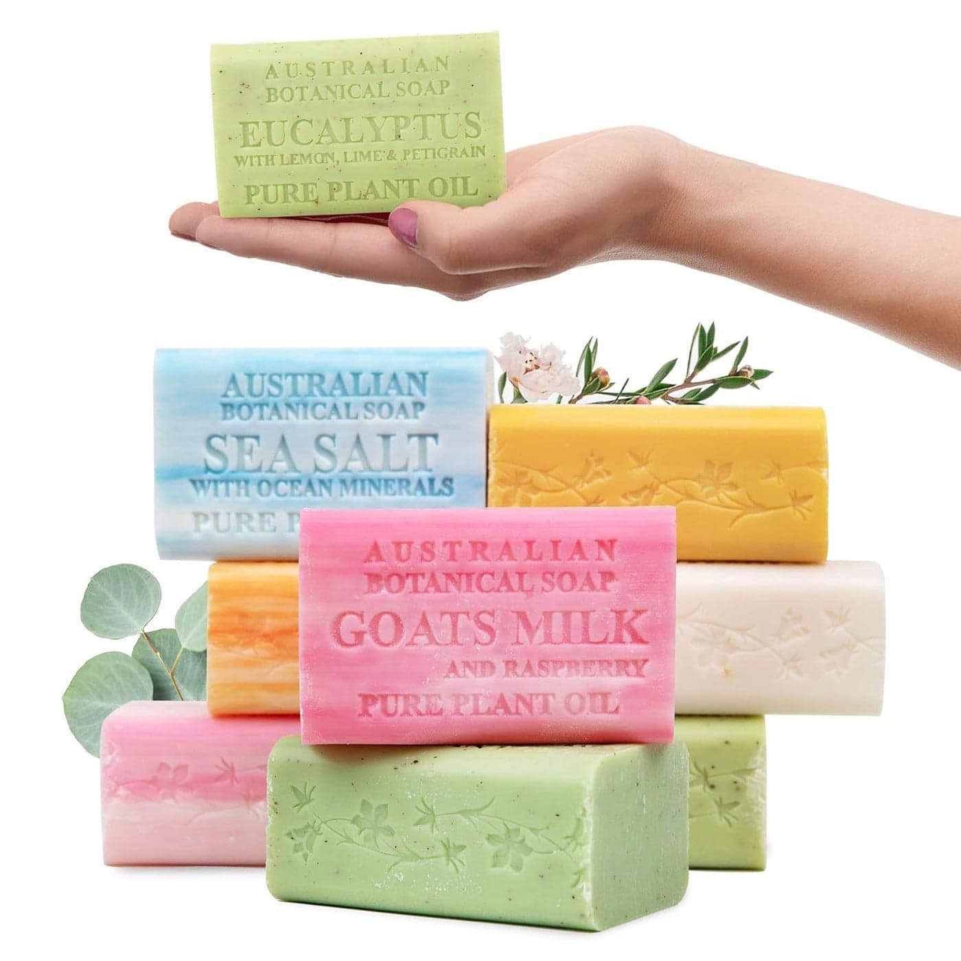 Australian Botanical Soap 66 OZ Triple Milled Bars made with Pure Plant Oil a Natural Soap Base and Enriched with Organic Shea Butter for Men Women and All Skin Types Variety Pack of 8
