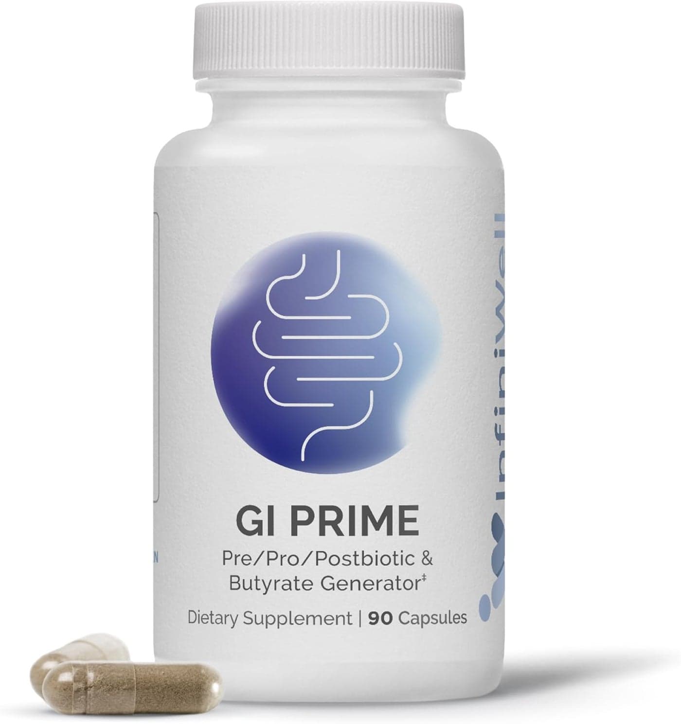 InfiniWell GI Prime Pre Post Probiotics for Digestive Health Aid Immune Function Support The GutBrain Axis with Bacillus Probiotics for Women Men 90 Capsules