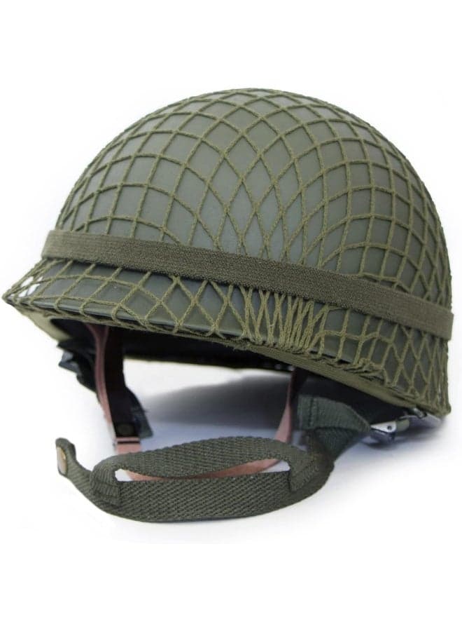 WWII US WW2 M1 Helmet Steel Shell with Net Cover Chin Strap