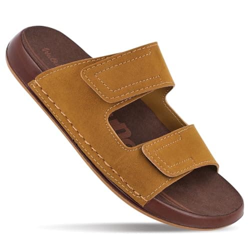 WALKAROO Bounceez Men's Fashion Stylish Comfort Sandals with Cushion Sole, Lightweight - WGP53032 - Camel