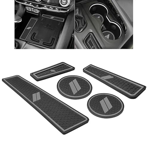 SENSHINE for Dodge Durango Accessories 2021 2022 2023 2024 2025 Cup Holder Insert Coasters Center Console Liner Trim Mats Non-Slip Silicone Anti Dust Premium Custom Interior 5PCs Set (Gray Trim)