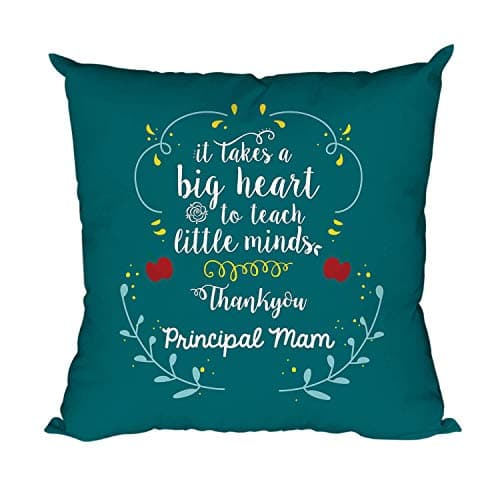 TheYaYaCafe Thank You Principal Mam Printed Cushion Canvas Cotton Cover for Teachers Day (12X12 inches, Green)