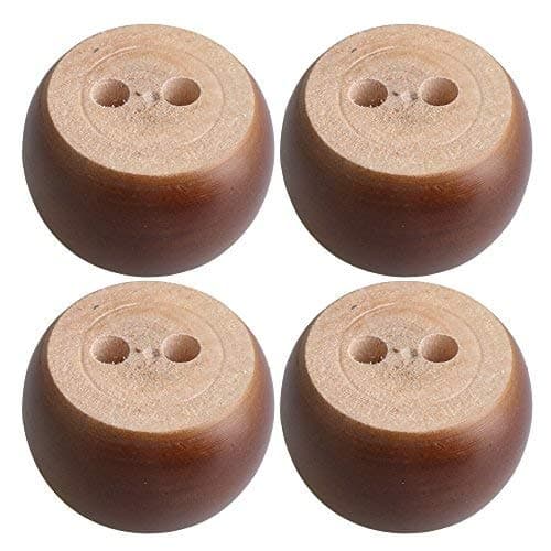 4pcs 40mm Height Brown Eucalyptus Wood Round Bun Furniture Feet Sofa Cabinet Couch Legs