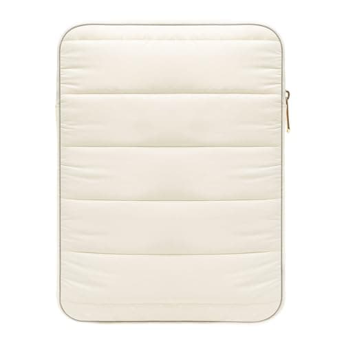 MoKo 13-14 Inch Puffy Laptop Sleeve, Laptop Carrying Bag Fit with New Mac Neo A18 Pro, Mac Pro M5 14" 2026, Mac Air 13.6/13.3, iPad Pro 12.9/13, Notebook Laptop Travel Bag, Milky White