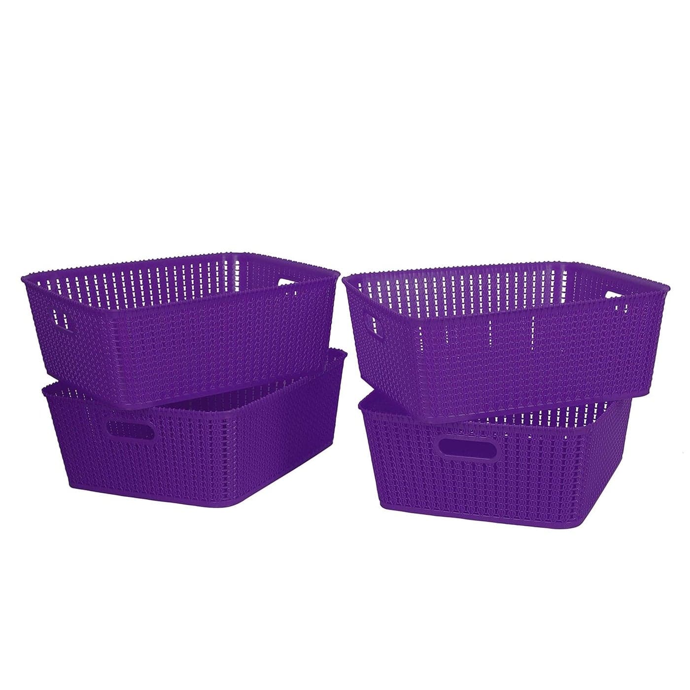 Cutting EDGE Multipurpose Sturdy Woven Storage Baskets Organiser for Kitchen Office Stationary Cosmetics Purple Set of 4 Large