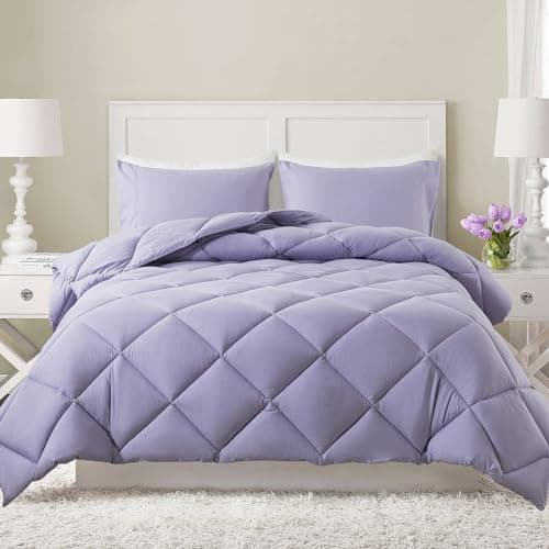 Decroom Lightweight King Comforter Set with 2 Pillow Sham 3 Pieces Set Quilted Down Alternative ComforterDuvet Insert for All Season Lavender King Size