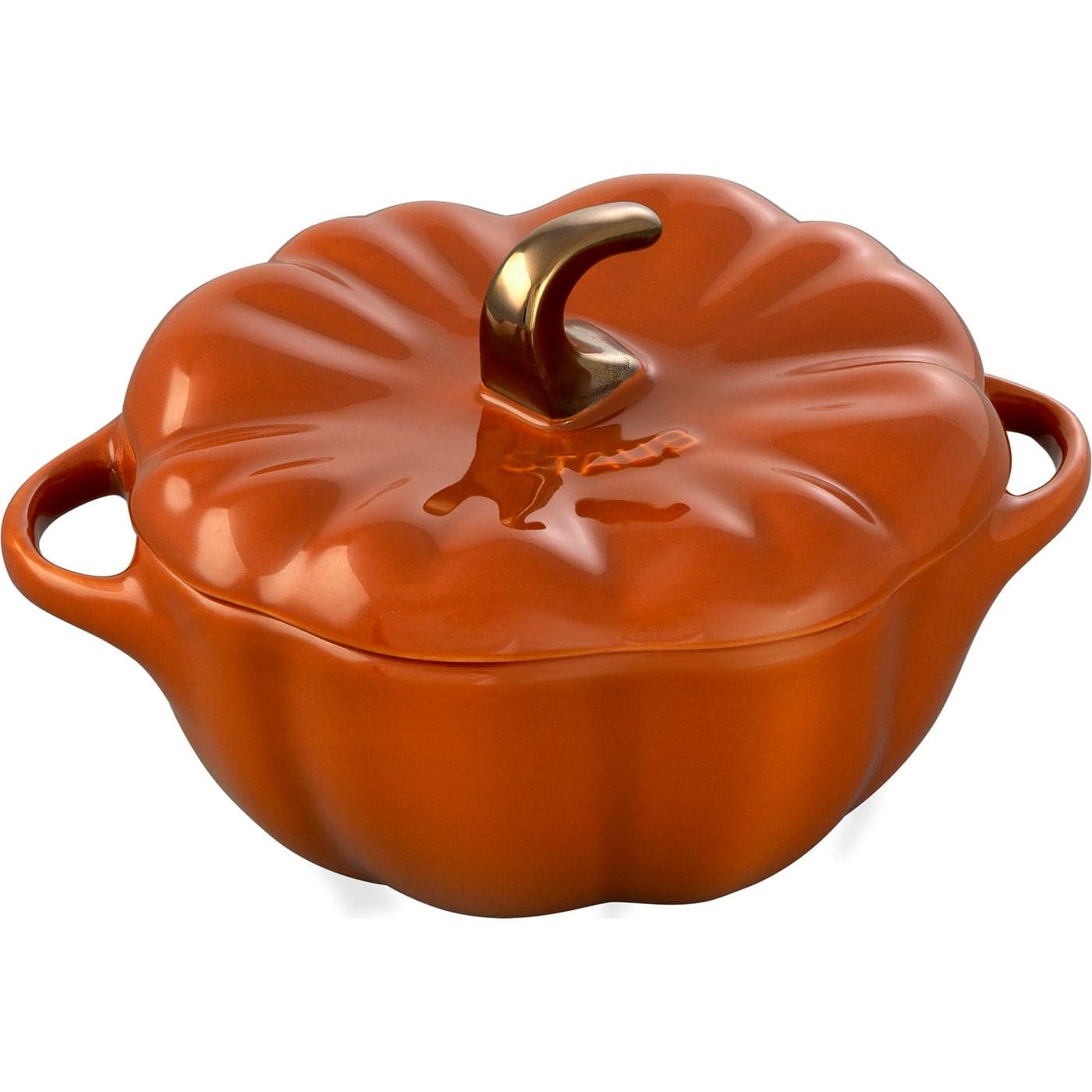 STAUB Ceramic 075qt Petite Pumpkin Oven Stove Safe up to 572F Pumpkin Dish Baking Candy Burnt Orange