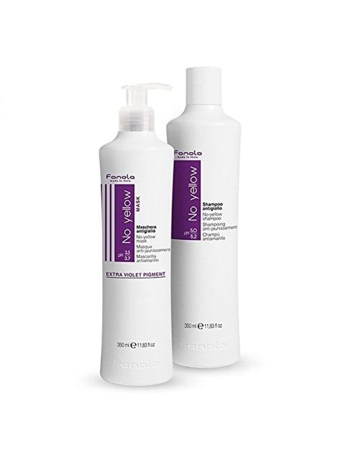 No Yellow Shampoo & Mask 11.8 oz / 2pk - Anti Brass Purple Shampoo & Hair Mask - Color Depositing Toner for Blonde, Silver, Gray, and Highlighted Hair - Remove Yellow & Brass from Bleached Hair