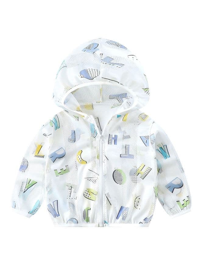 Kids Print Hooded Sun Protection Jacket Lightweight Breathable UV Protection