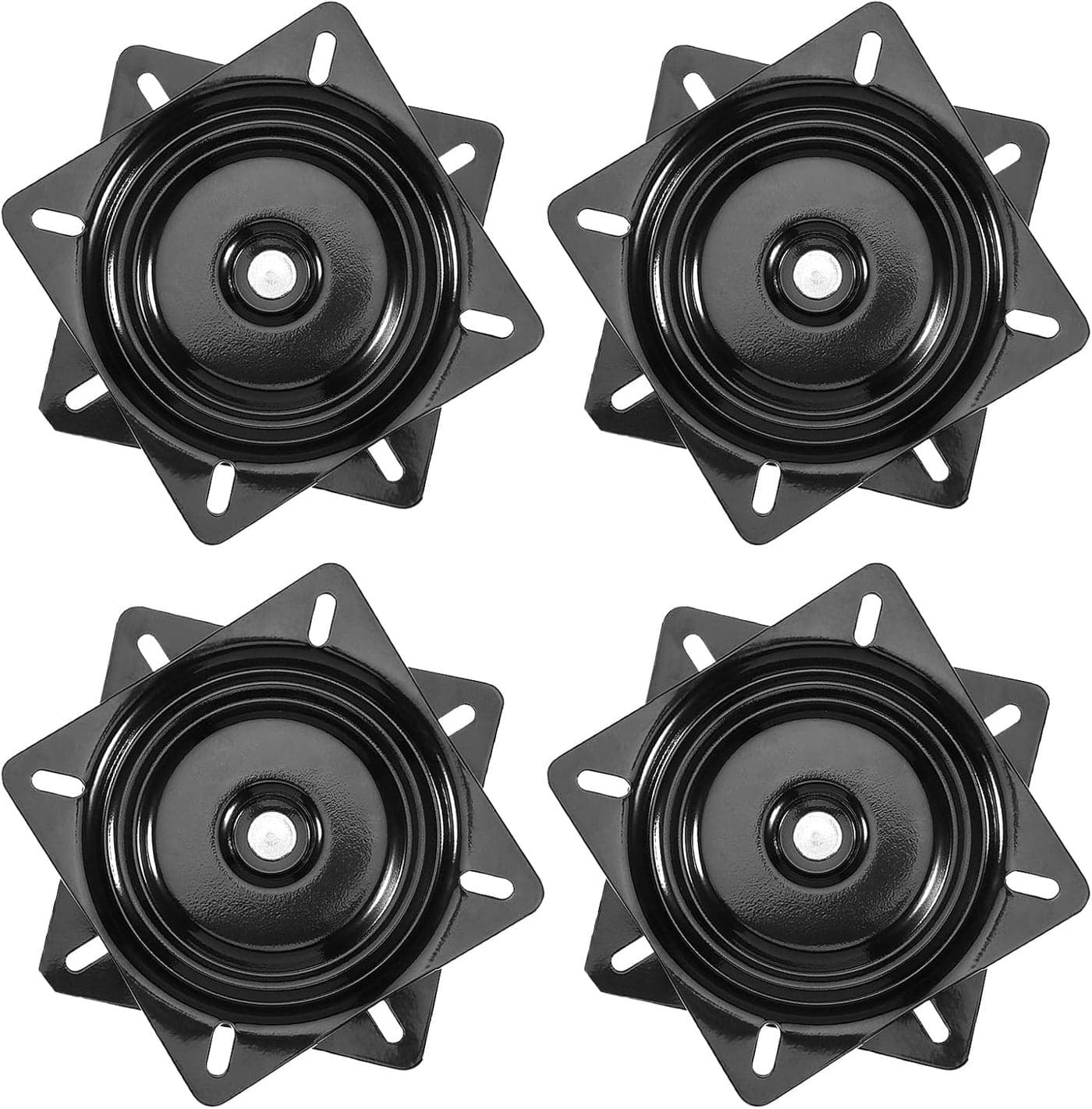 MANCHAP 4 PCS 7 Inch Bar Stool Swivel Plate Replacement Ball Bearing Seat Swivel Base Mount Plate for Bar Stool Swivel Chair or Recliner Black