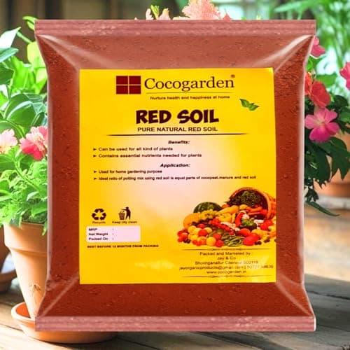Cocogarden Natural Red Soil for Plants - 1 kg, Organic Fertilizer, Well-Drained Soil for All Vegetables, Flowers and Home Gardening Plants