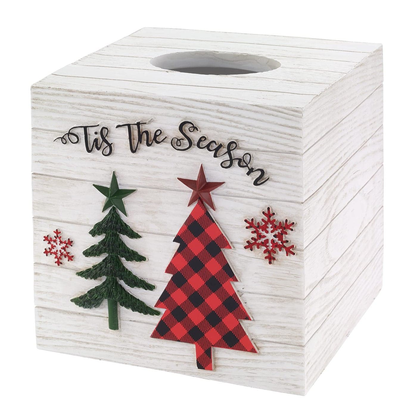 Avanti Linens Tissue Box Cover Resin Countertop Accessories Christmas Decorations Tis The Season Collection