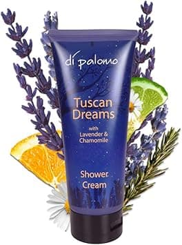 Di Palomo Vegan Tuscan Dreams Shower Cream 200ml Moisturising Lavender Shower Cream Luxury Body Wash Shower Gel with Skin Care and Calming Lavender Chamomile In Shower Moisturiser