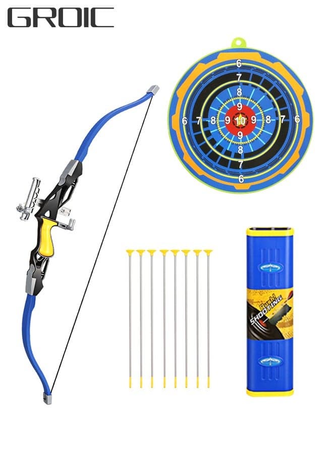 Sport Series Archery Shooting Set, Basic Archery Set Outdoor Hunting Game, Bow and Arrow Toy for Kids, Include Target、Shoulder-strapped Quiver and 8 Suction Cup Arrows