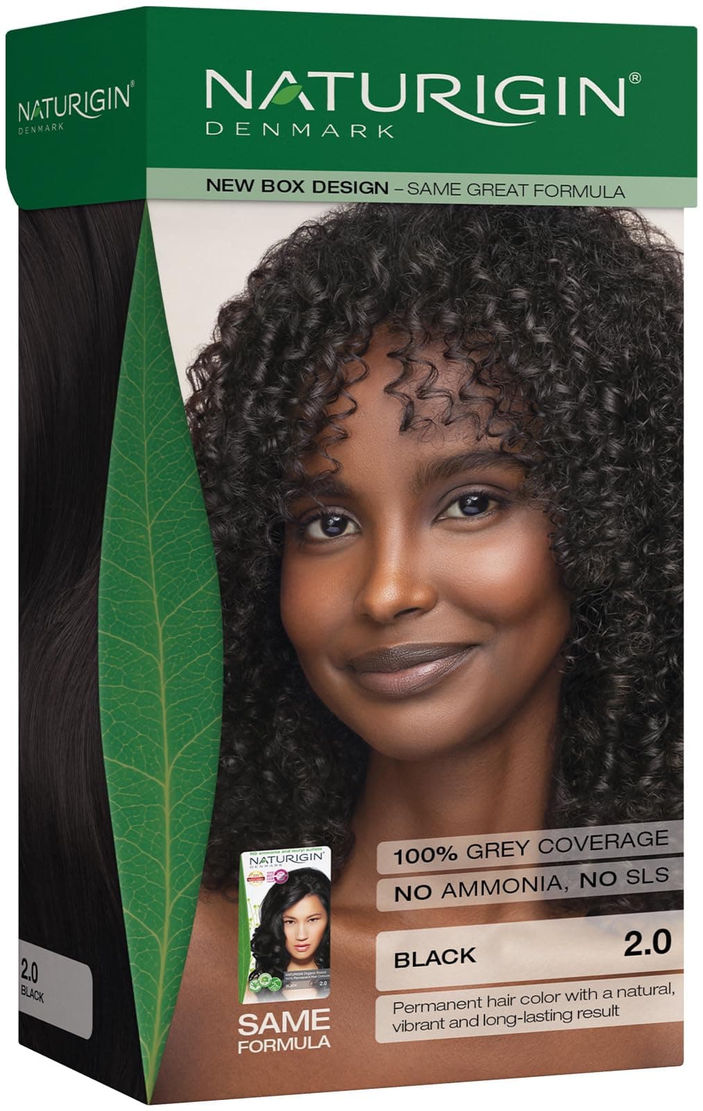 Naturigin Permanent Hair Dye, 2.0 Black, Ammonia and Paraben Free, up to 100% Gray Hair Coverage, Long Lasting, Vegan, Cruelty Free
