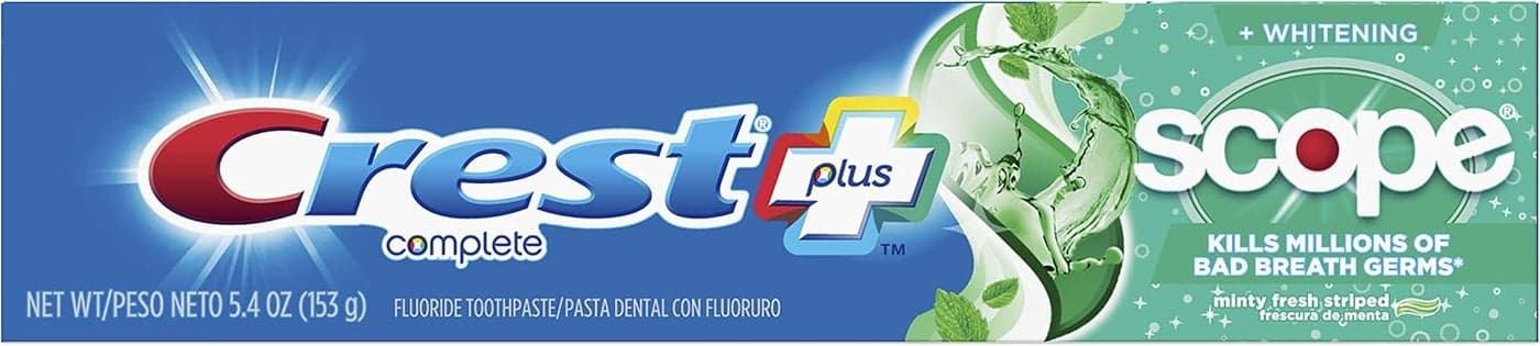 Crest Complete MultiBenefit Whitening Scope Fluoride Toothpaste Minty Fresh Striped 54 oz 153 g