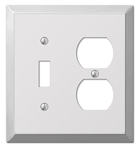 AMERELLE 161TD Century Single Toggle/Single Duplex Steel Wallplate in Polished Chrome