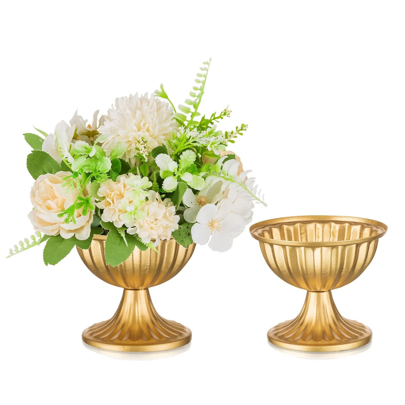 Sziqiqi Mini Gold Flower Arrangement Pots for Centerpiece Table Decorations Metal Vase Urn Planter Decor for Home Wedding Party Christmas 37IN2PCS Gold