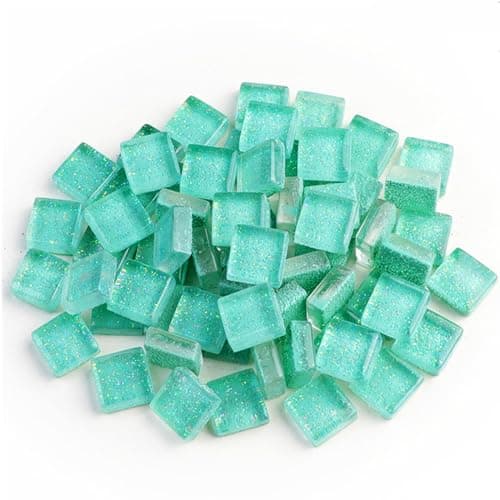 Mosaic TilesGlass Tiles Shine Crystal Mosaic Glass Pieces Bulk Square Glitter Crystal Mosaic Tiles for Home Decoration or DIY Crafts 200g1x1 cmWater Blue