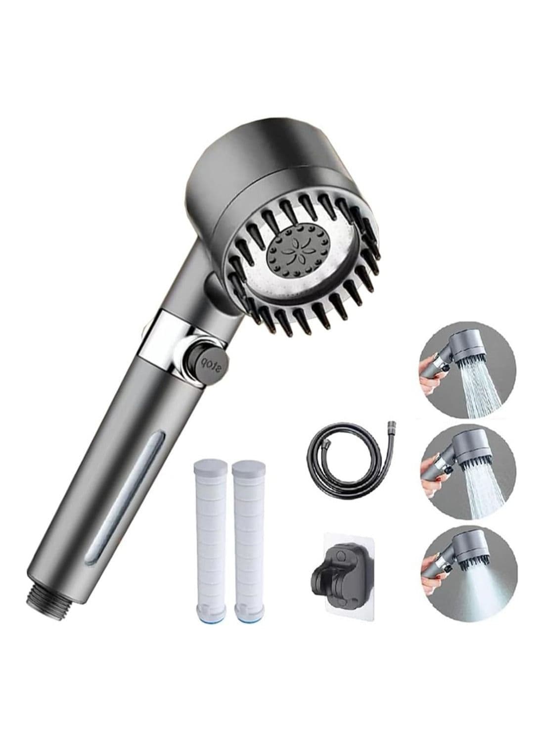 Shower Filter Head, Handheld High-Pressure Head to Remove Chlorine and Impurities, Massages Scalp Anti Hairfall Dry Skin, with Hose Holder (3 Modes)