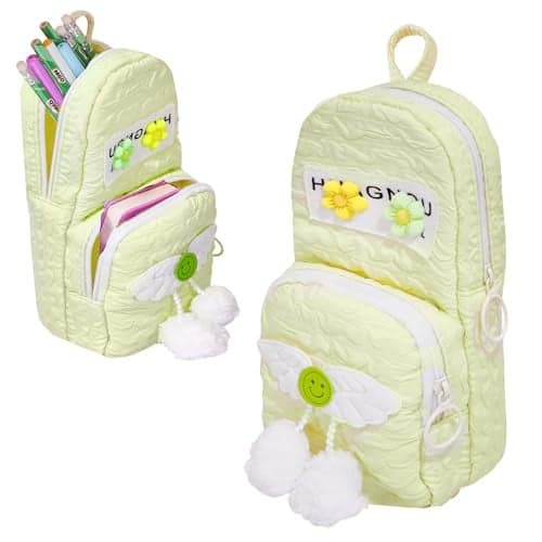 FunBlast Pencil Pouch for Girls, Cute Stationary Organizer Case, Kawaii Pencil Pouch, Aesthetic Pencil Case Organizer, Multipurpose Zipper Pouch for Kids & Adults (Green)