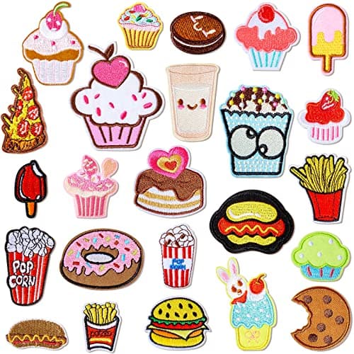 Waydress 24 Pieces Cupcake Embroidered Patches Iron on Patches Cute Colourful Patches for Clothing Sew on Patches for Jackets Backpacks Jeans Hats DIY Craft Decoration