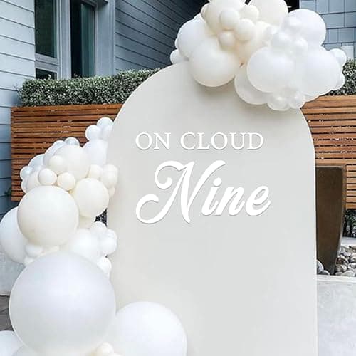 On Cloud Nine Party Decal Sign Cloud Nine Baby Shower Decor Decal Sticker for Wall Mirror or Acrylic White