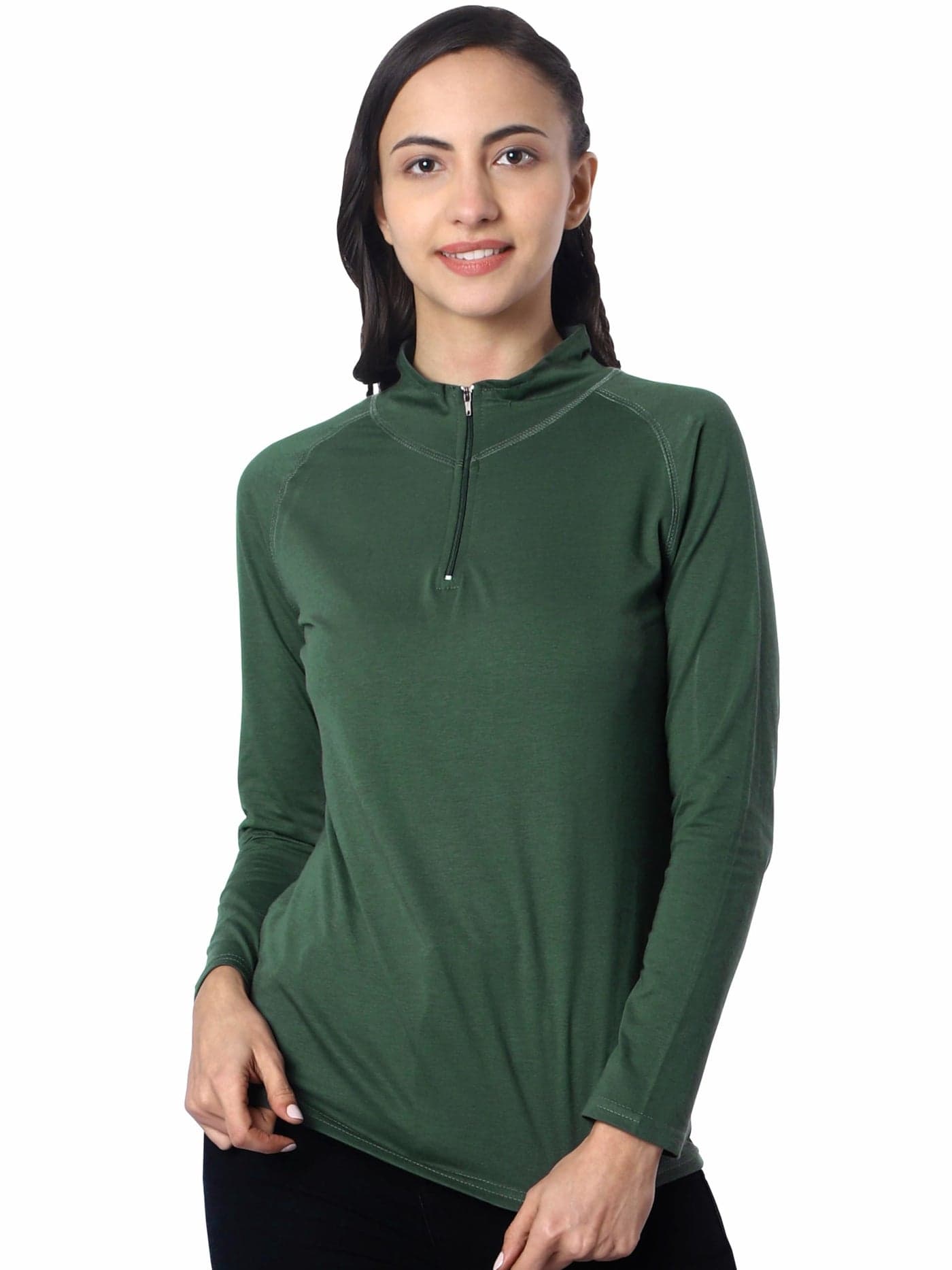 London Hills Solid Women T-Shirt Full Sleeve Zipper Tshirt for Women
