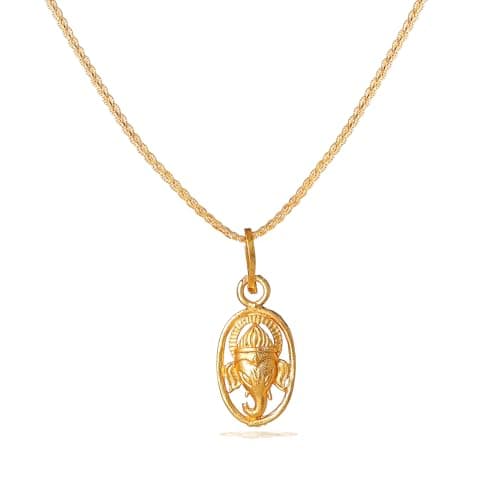 Gehena by Estele Fashion Jewelry Ganesha Pendant for Men: Gold Plated Spiritual "Vighnaharta Mangala Murthy Lord Ganesha" Pendant with Chain Temple Jewelry for Men & Women (Unisex)-OSAK016-IG PENDANT