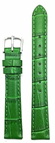 NewLife 14mm Green Genuine Leather Watchband | Square Alligator Crocodile Grain, Lightly Padded, Replacement Wrist Watchstrap that brings to Any Watch (Womens Standard Length)