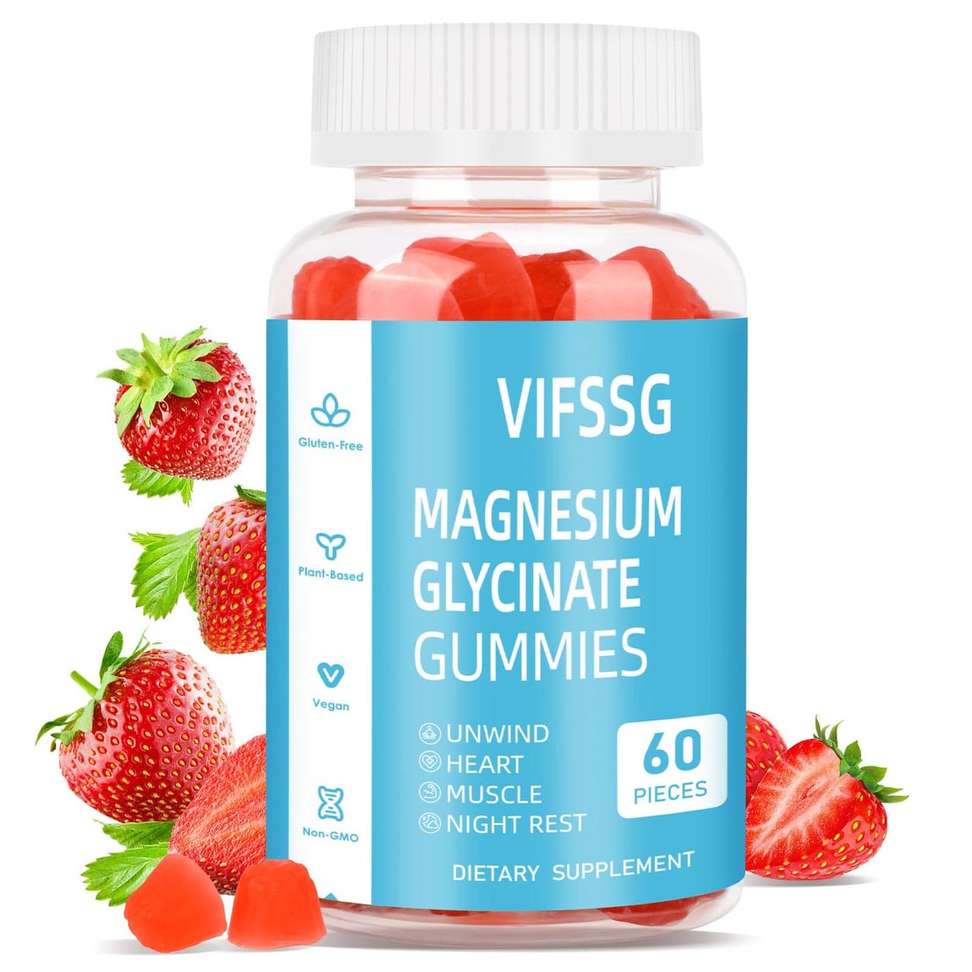 Magnesium Glycinate Gummies 400mg Sugar Free Gummies with Magnesium LThreonate 200mg Magnesium Supplement Chewable Gummies for Women Men Vegan Organic Gummies 60 Count