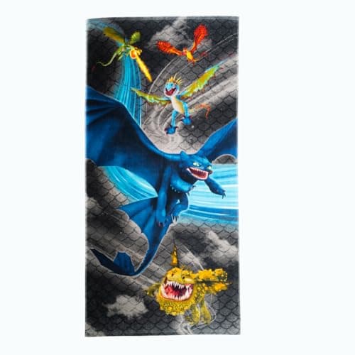 Franco How to Train Your Dragon Toothless Kids Super Soft Cotton Bath/Pool/Beach Towel, 58 in x 28 in, (Offically Licensed Product)