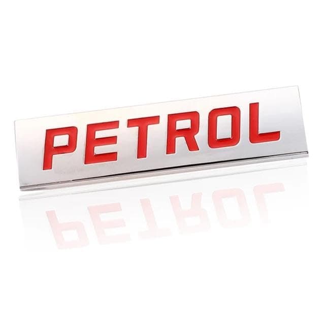 AutoBizarre 3D Raised Petrol Metal Monogram Emblem Badge Sticker for All Cars & Bikes (Silver Red)