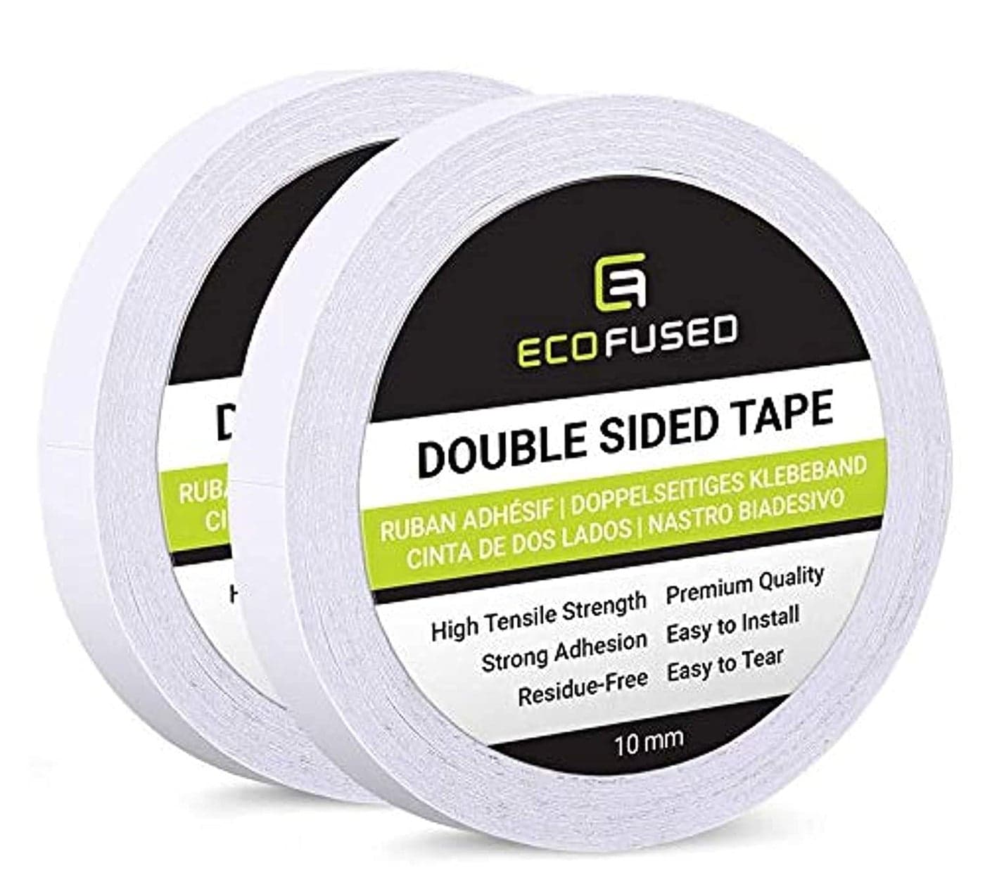 Eco-Fused Double Sided Adhesive Tape - Width: 0.4 Inch - Length: 55 Yards - for Arts and Crafts, DIY and Office - Quick and Easy (0.4 Inch x 55 Yards - 2 Pack)
