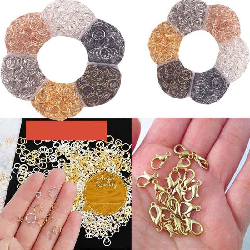DIY Crafts 100 Grm, Nickel Silver, Jump Rings + Lobster Jewelry Jump Rings with Lobster Claw Clasps, Open Jump Rings 4mm-10mm for Jewelry Making K (100 Grm, Nickel Silver)