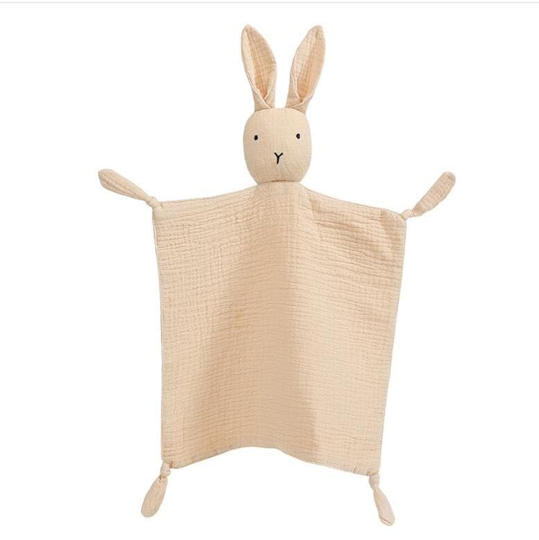 PEIPEIWU Organic Cotton Muslin Lovey Blanket Organic Cotton Muslin Bunny Security Blanket Soft Breathable Lovie Baby Gifts for Boys and Girls