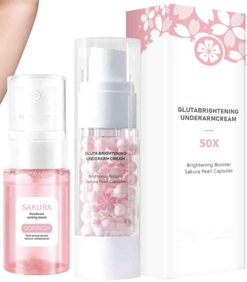 Sakura Gluta Brightening Underarm Deodorant Spray Brightening Cream Whitening 50X Pearl Capsules Armpit Booster Serum Intimate Area Skin Lightening Cream Body Care Exfoliating Gel For Women