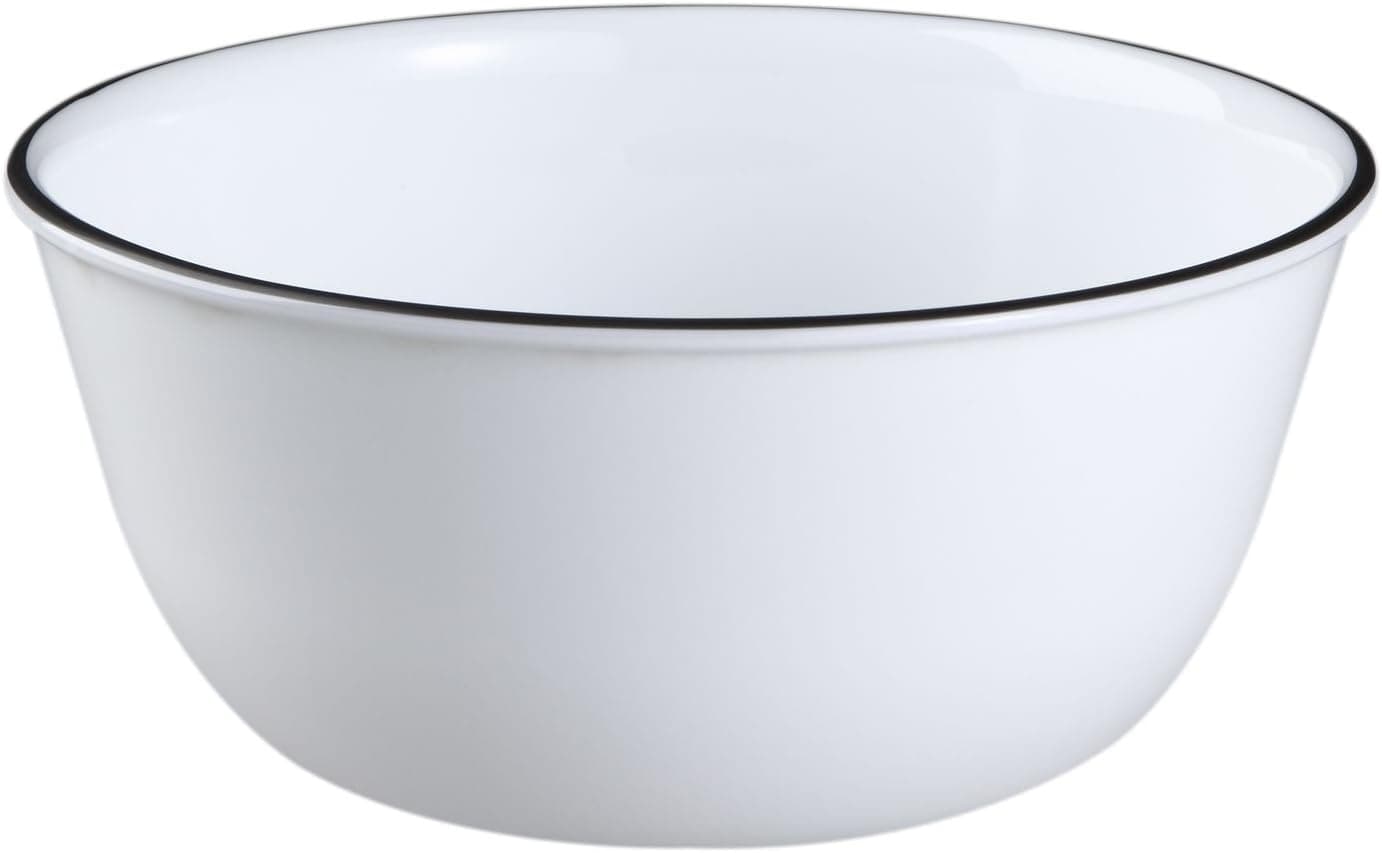 Corelle Livingware 28Ounce Super SoupCereal Classic Caf Black Rim 3 Bowls White