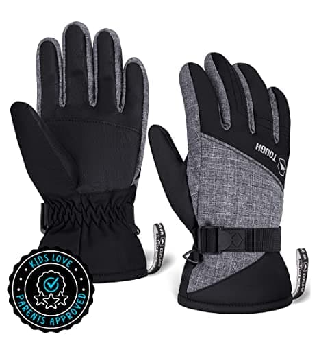 Tough Outdoors Kids Snow Gloves - Insulated Waterproof Winter Gloves - Perfect for Boys & Girls Skiing